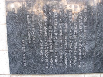 投げ込み寺(浄閑寺) 永井荷風の詩碑